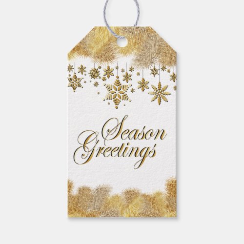 Golden Season Greetings Christmas Gift Tags