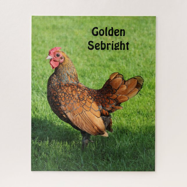 Golden Sebright Rooster - Bantam Pet Chicken Jigsaw Puzzle (Vertical)