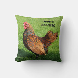 Golden Sebright Rooster - Bantam Pet Chicken Throw Pillow