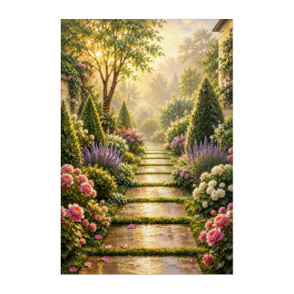 Golden Secret Garden Path Acrylic Wall Art