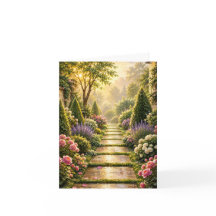 Golden Secret Garden Path Floral Greeting Card