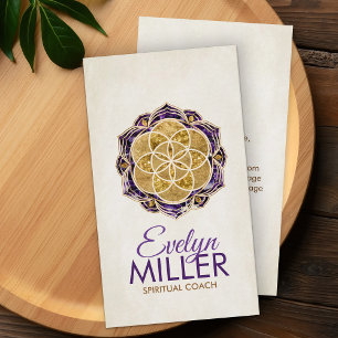 Golden Seed of life in Amethyst lotus Business Card
