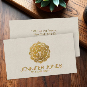 Golden Seed of life in lotus Business Card