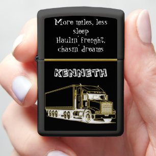 Golden Semi-Truck Art Design Zippo Lighter