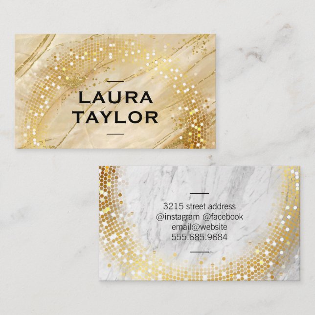 Golden Sequin | Gold Marble Business Card (Front/Back)