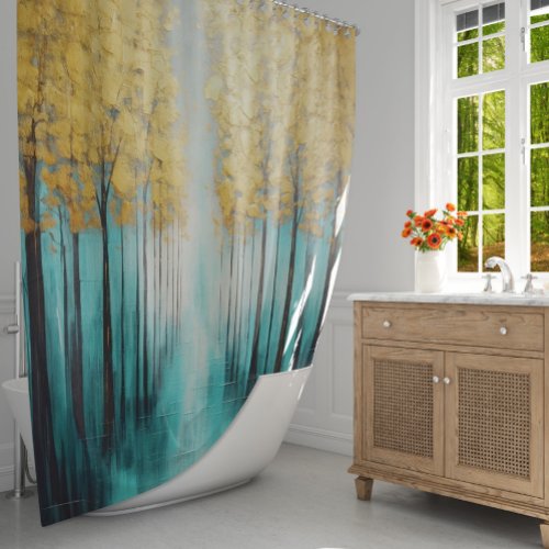 Golden Serenity A Luxurious Escape for Her Shower Curtain