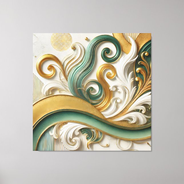 Golden Serenity – Abstract Elegance Canvas Art (Front)
