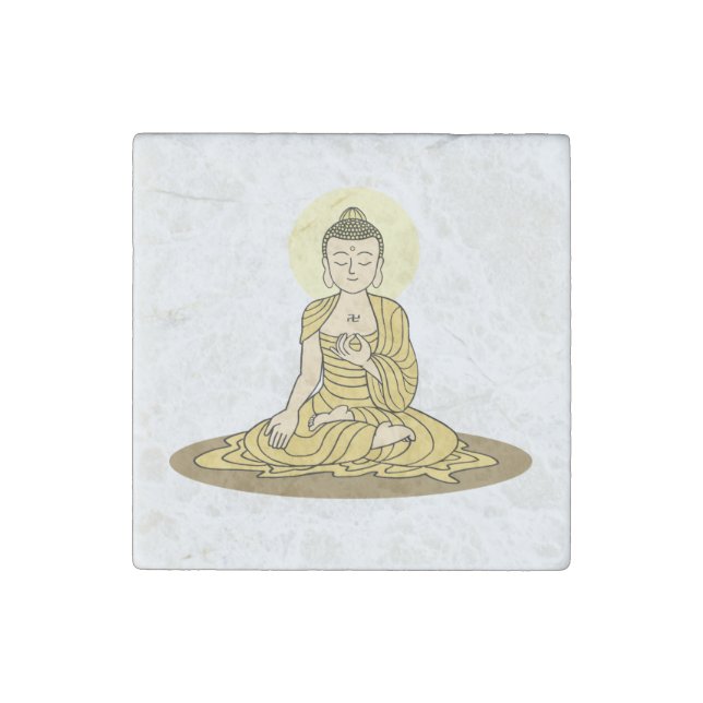 Golden Serenity Buddha Stone Magnet (Front)