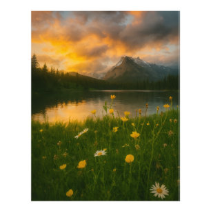 Golden Serenity: Mountain Lake Photo Print