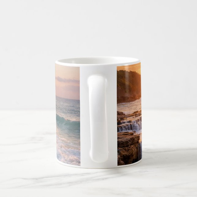 Golden Serenity: Sunrise Over Cascading Shores Coffee Mug (Handle)