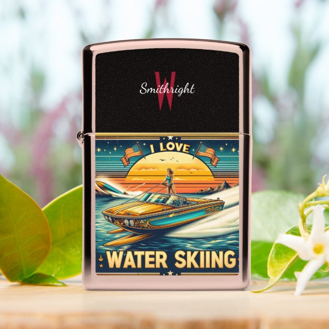 Golden Serenity: Woman Riding Yellow Boat Zippo Lighter (On Table)
