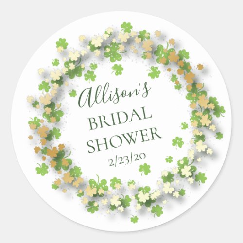 Golden Shamrock Bridal Shower Envelope Seal