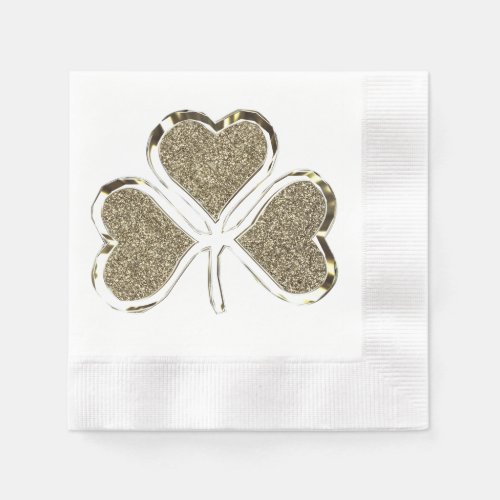 Golden Shamrock Irish Symbol 3 Leaf Clover Chic Napkins