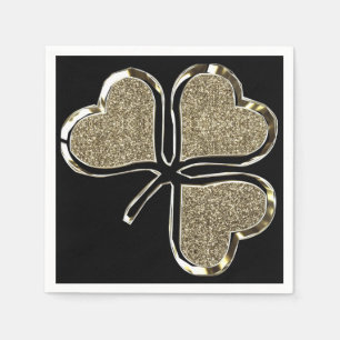 Golden Shamrock Irish Symbol 3 Leaf Clover Chic Paper Napkins
