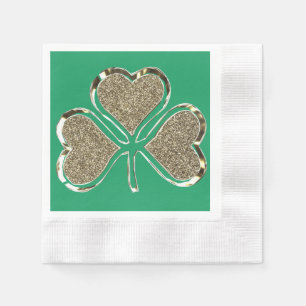 Golden Shamrock Irish Symbol 3 Leaf Clover Chic Paper Napkins