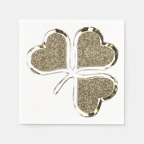 Golden Shamrock Irish Symbol 3 Leaf Clover Chic Paper Napkins