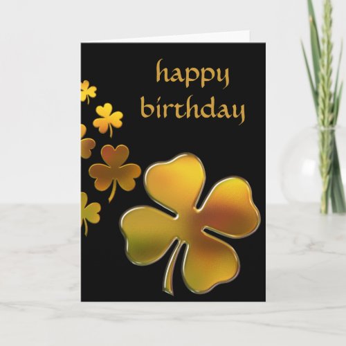 Golden Shamrocks Happy March Birthday Card