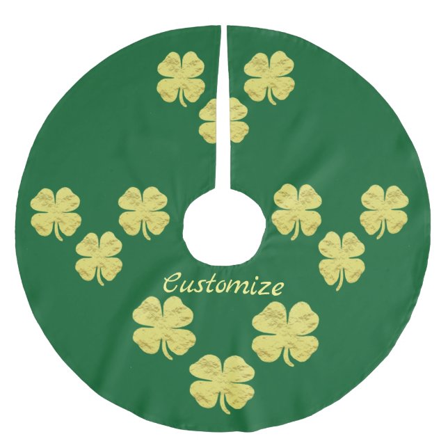 Golden Shamrocks Thunder_Cove Brushed Polyester Tree Skirt (Front)