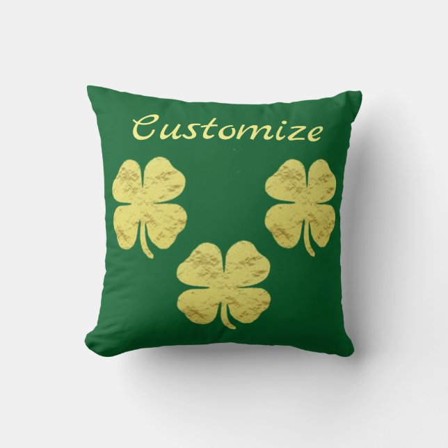 Golden Shamrocks Thunder_Cove Throw Pillow (Front)