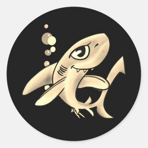 Golden Shark Classic Round Sticker