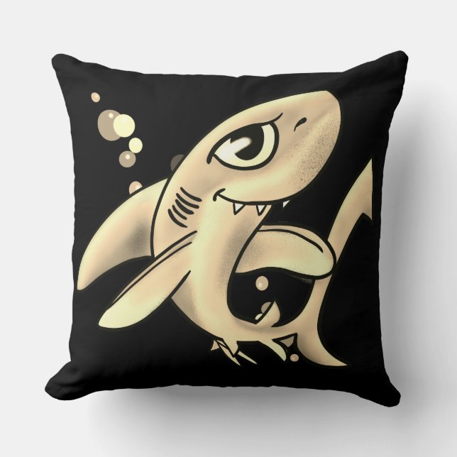 Golden Shark Throw Pillow (Front)