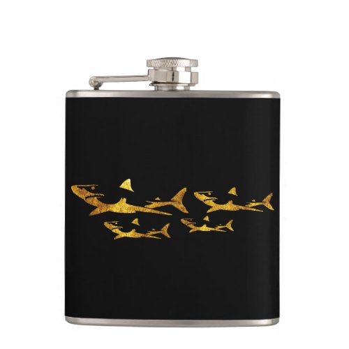 Golden Sharks Flask