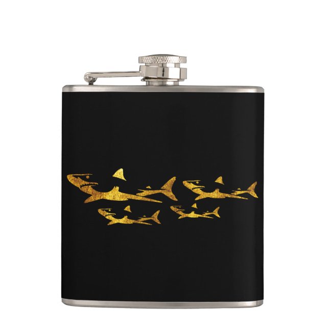 Golden Sharks Flask (Front)