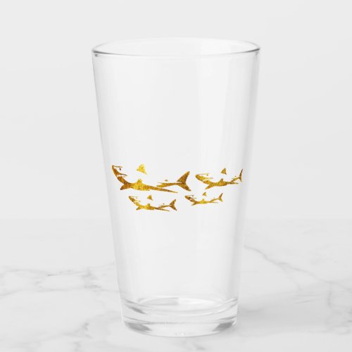 Golden Sharks Glass