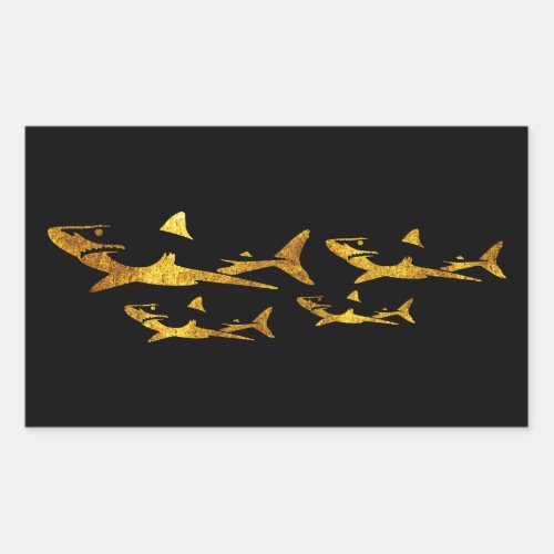 Golden Sharks Rectangular Sticker