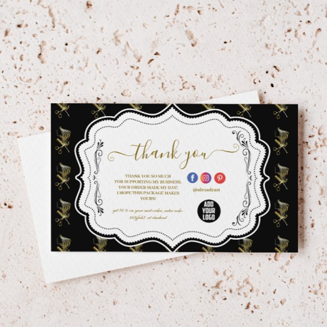 Golden Shears Luxury Stylist Business Thank You Card (Creator Uploaded)