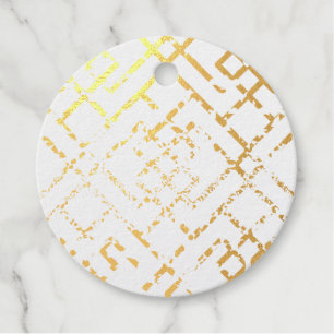 Golden Shimmer Geometric Photo Real Gold Foil Favor Tags