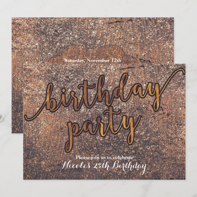 Golden Shimmer Glam Birthday Party Invitations (Front/Back)