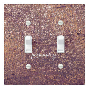 Golden Shimmer Glam Bronze Copper Faux Glitter Light Switch Cover