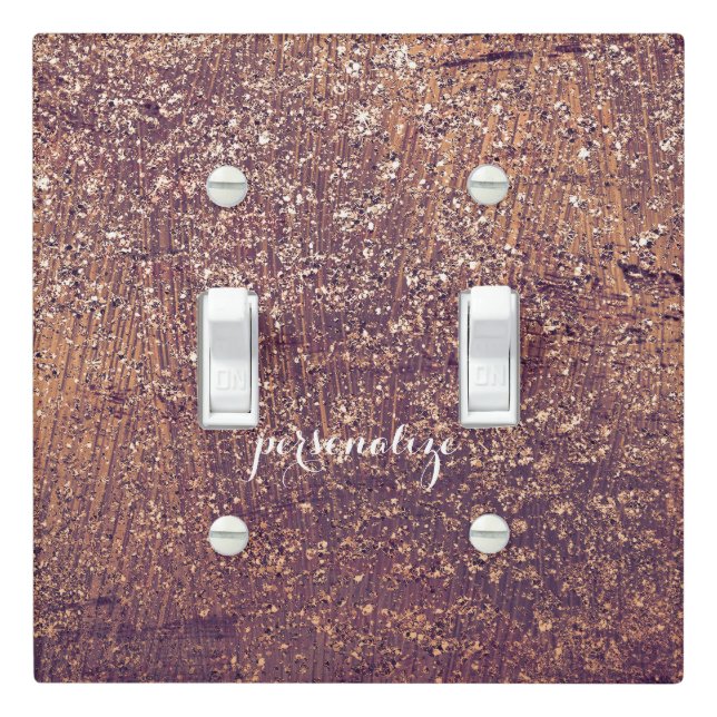 Golden Shimmer Glam Bronze Copper Faux Glitter Light Switch Cover (In Situ)
