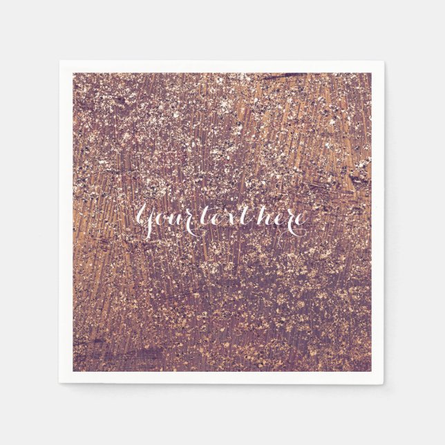 Golden Shimmer Glam Faux Glitter Birthday Party Napkins (Front)