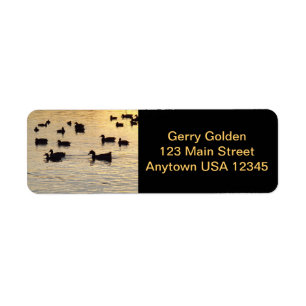 Golden Shimmering Pond ducks geese Label