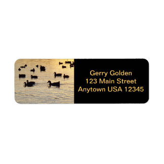 Golden Shimmering Pond ducks geese Label