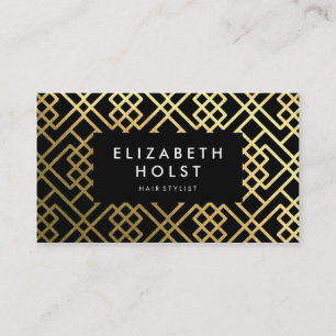 Golden Shine Black Geometric Pattern Business Card