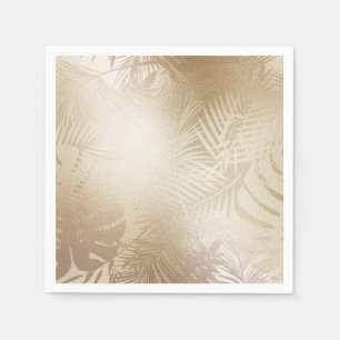 Golden Shine Botanical Tropical Palm Tree Leaves Napkins