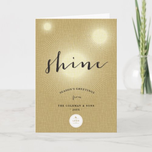 Golden Shine Bright Your Own Logo Modern Business  Holiday Card