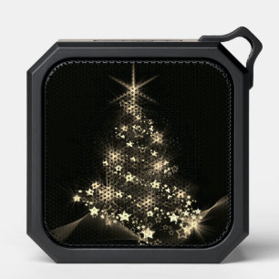 Golden Shine of Stars on Christmas Tree Dark  Bluetooth Speaker