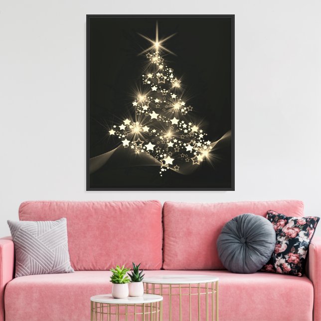 Golden Shine of Stars on Christmas Tree Dark  Canvas Print (Insitu(LivingRoom))