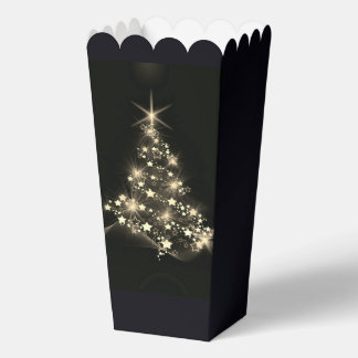 Golden Shine of Stars on Christmas Tree Dark  Favor Boxes