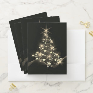 Golden Shine of Stars on Christmas Tree Dark  Pocket Folder