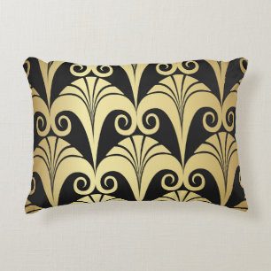 Golden shine texture. Gold vintage art deco geomet Accent Pillow