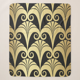 Golden shine texture. Gold vintage art deco geomet Sherpa Blanket