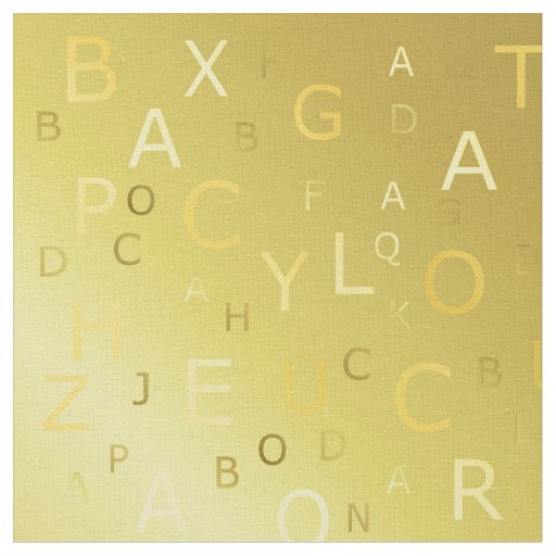 Golden shiny pattern letters chic stripes fractal fabric