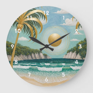 Golden Shores Large Clock