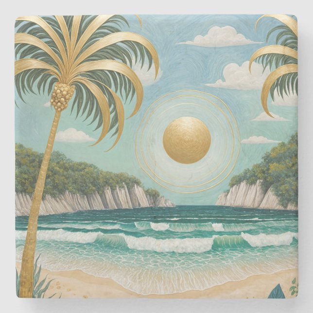 Golden Shores Stone Coaster (Front)