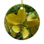 Golden Shower Tree Tropical Yellow Floral Ceramic Ornament